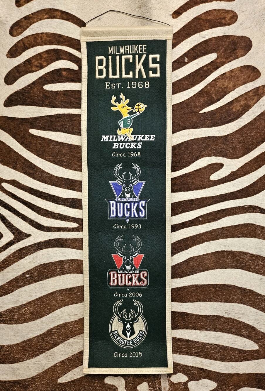 Milwaukee Bucks NBA Basketball Winning Streak Embroidered Heritage Banner Wool